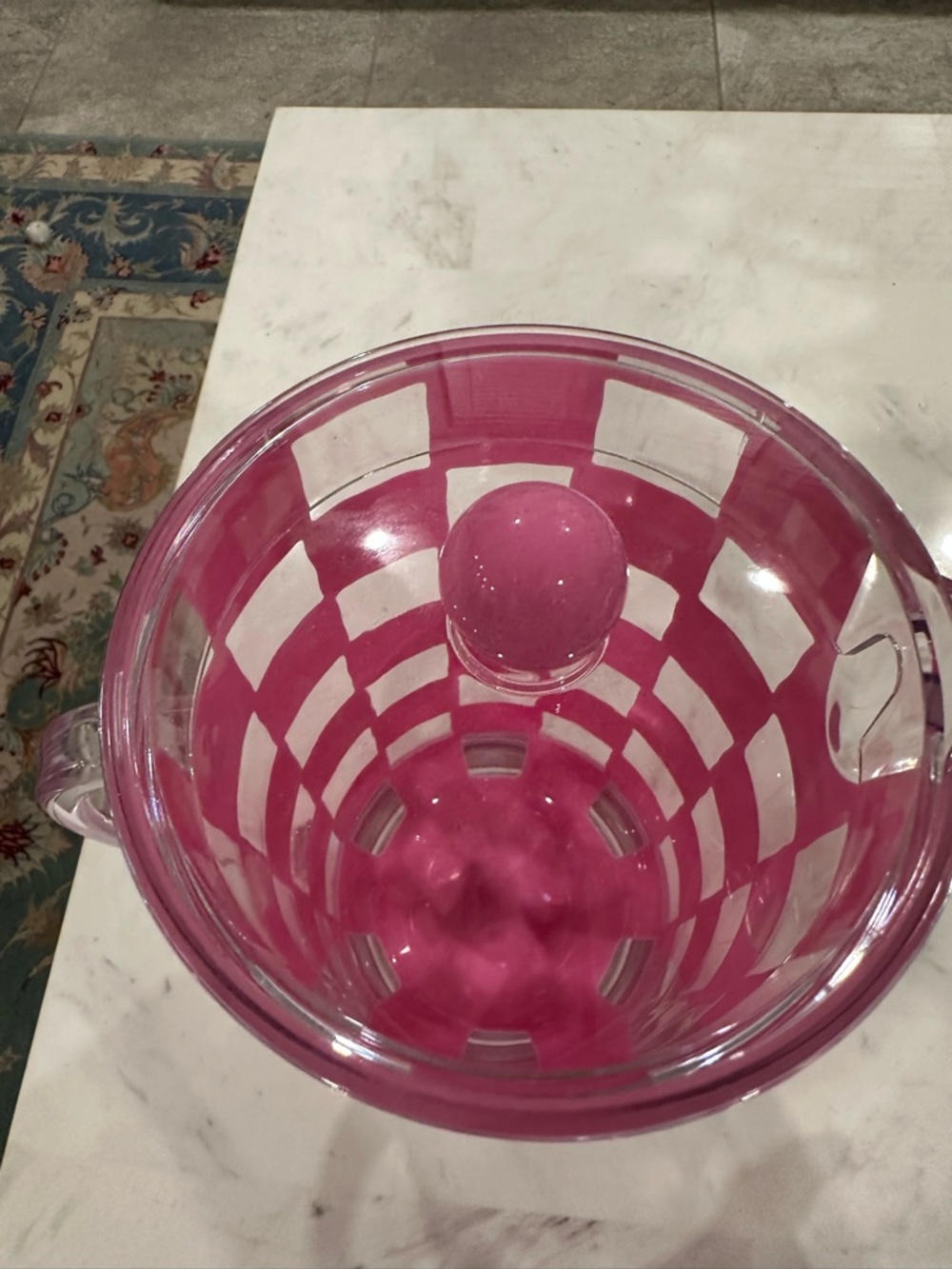 MacKenzie-Childs Pink Check Acrylic Pitcher NWT - Picture 6 of 7